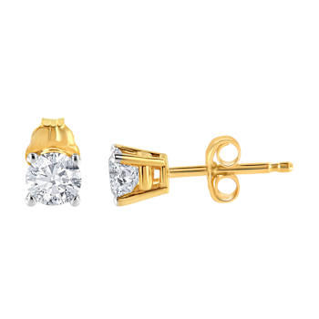 AGS Certified 14K Yellow Gold 1/2 cttw Round-Cut Solitaire Diamond Push
Back Stud Earrings