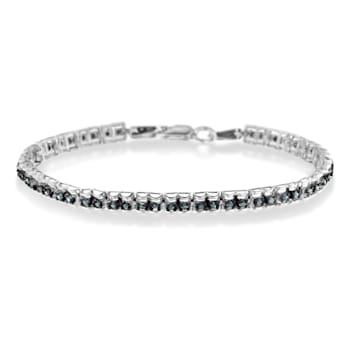 Black Rhodium over Sterling Silver 1.0ctw Rose Cut Blue Diamond
Double-Link 7" Tennis Bracelet