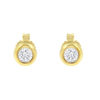 10K Yellow Gold 1/4ctw Round Brilliant-Cut Near Colorless Diamond
Bezel-Set Stud Earrings