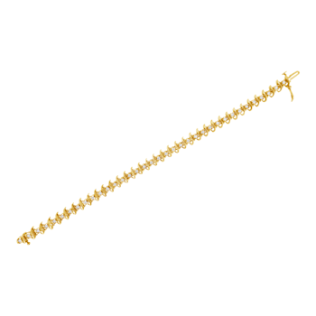 10K Yellow Gold Over Sterling Silver 1.0ctw Prong-Set Diamond Link Bracelet