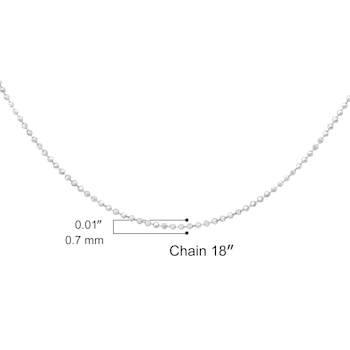 Sterling Silver 0.7mm Slim and Dainty Unisex 18" Inch Ball Bead
Chain Necklace