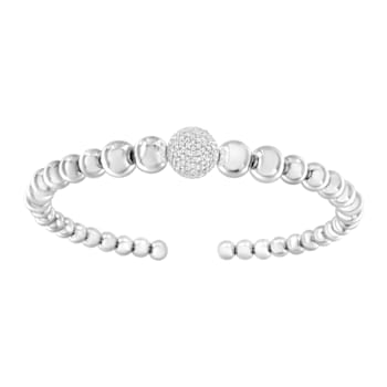 Sterling Silver 1/6 Carat TDW Diamond Ball Bead Bangle Bracelet (I-J,
I2-I3) - 7"