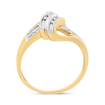 10K Yellow and White Gold 1/15ctw Round Diamond Bypass Ring (I2 Color,
I-J Clarity) - Size 7