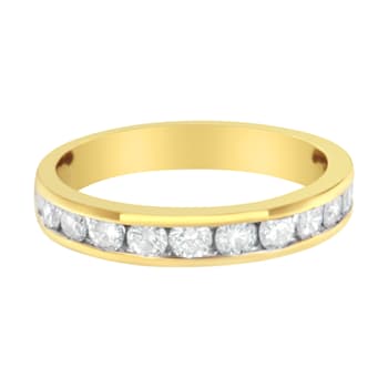 18K Yellow Gold IGI Certified 1.0ctw Diamond Half-Eternity Band(E-F
Color, I1-I2 Clarity)