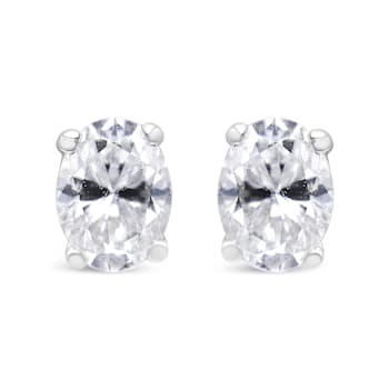 0.50ctw Lab Grown Oval Diamond Solitaire 14K White Gold Stud Earrings