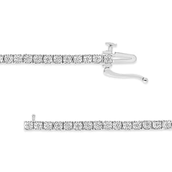 14K White Gold 1.0ctw Miracle Set Round-Cut Lab Grown Diamond Illusion
Tennis Bracelet