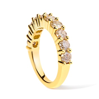 14K Yellow Gold Over Sterling Silver 2.0ctw Round Diamond 10 Stone
Anniversary Band Size