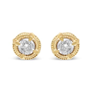 14K Yellow Gold Over Sterling Silver 1-1/2ctw Round Diamond Solitaire
Stud Earrings