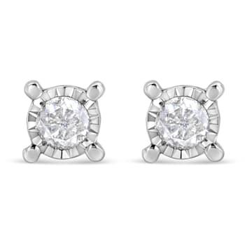 Sterling Silver 1.0ctw Round Brilliant-Cut Diamond Miracle-Set Solitaire
Stud Earrings