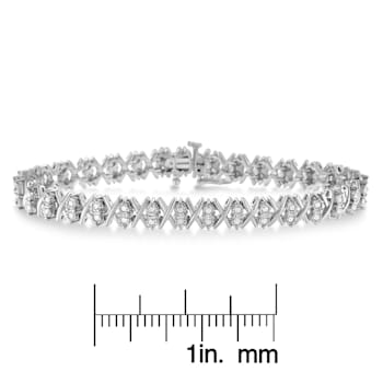 Sterling Silver 1.0ctw Diamond Miracle-Set X-Link 7" Tennis Bracelet