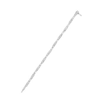 14K White Gold 1.0ctw Invisible Set Diamond Alternating Station and Link
Tennis Bracelet