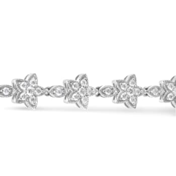 14K White Gold 1 1/5ctw Diamond Flower Blossom Link Bracelet (H-I Color,
SI1-SI2 Clarity) - Size 7"
