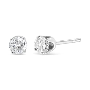 14K White Gold 3/4ctw Round Brilliant-Cut Near Colorless Diamond Classic
Stud Earrings