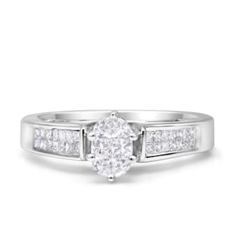 0.625ctw Oval Diamond Solitaire 14K White Gold Ring