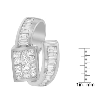 14K White Gold 2ctw Princess and Baguette Cut Diamond Double Loop
Pendant w\chain(G-H, VS1-VS2)