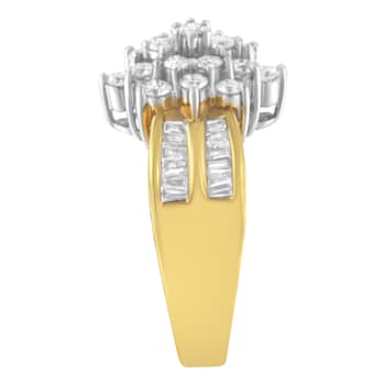 10K Yellow Gold 1.0ctw Marquise Composite Diamond Cluster Cocktail Ring
(H-I Color, SI2-I1 Clarity)