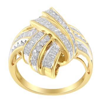 10K Yellow Gold Over Sterling Silver 1.0ctw Mixed Diamond Channel Ring
(I-J Color, I2-I3 Clarity)