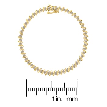 10K Yellow Gold 2.0 Cttw Diamond Alternating Wave and Round Link 7”
Tennis Bracelet (J-K, I2-I3)