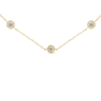 10K Two-tone Gold Over Sterling Silver Diamond Station Necklace (1/2
cttw, K-L Color, I2-I3 Clarity)