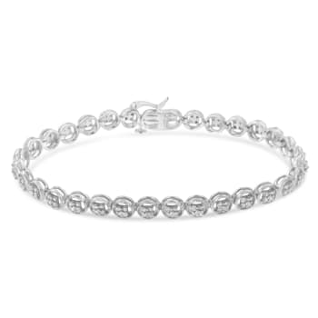 Rhodium Over Sterling Silver 1/4 Cttw Diamond Tennis Bracelet