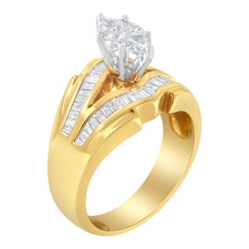 14K Yellow Gold Diamond Cocktail Ring (1 cttw, H-I Color, SI1-SI2 Clarity)
