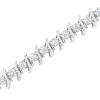 Sterling Silver 3.0ctw Diamond "S" Link Bracelet