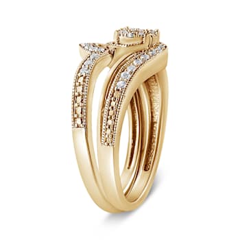 14K Yellow Gold Over Sterling Silver 1/3ctw Multi-Diamond Bypass
Vintage-Style Bridal Set