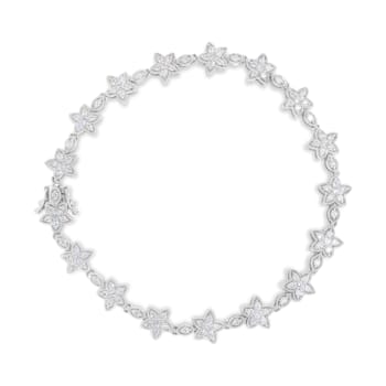 14K White Gold 1 1/5ctw Diamond Flower Blossom Link Bracelet (H-I Color,
SI1-SI2 Clarity) - Size 7"