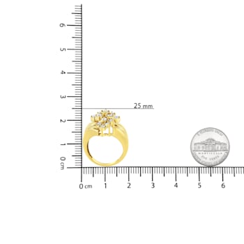 10K Yellow Gold Over Sterling Silver Diamond Cocktail Ring (1 1/2 Cttw,
J-K Color, I1-I2 Clarity)