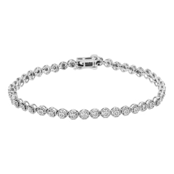Sterling Silver .50ctw Miracle Set Round Diamond Bezel Design Link Bracelet