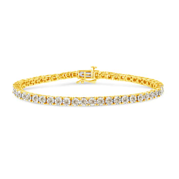 14K Yellow Gold Over Sterling Silver 3.0ctw Miracle-Set Diamond Tennis Bracelet