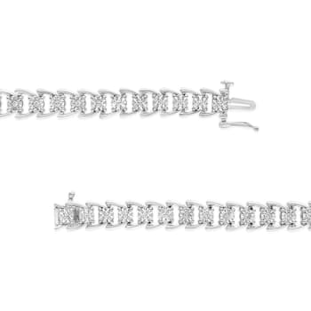 Sterling Silver .25ctw Miracle Set Round Diamond Open Linked Line Bracelet