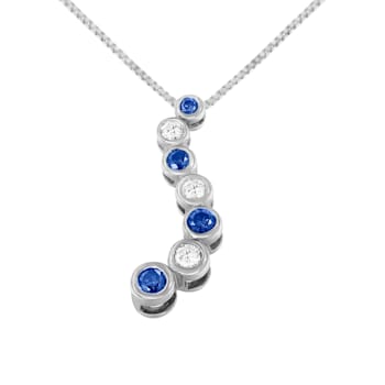 14K White Gold Round Treated Blue Diamond Pendant Necklace (1ctw, H-I
Color, I1-I2 Clarity)