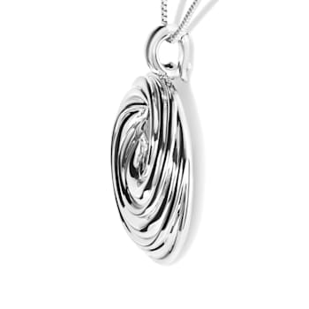 Sterling Silver Endless Wave Swirl Statement Medallion 18" Pendant Necklace