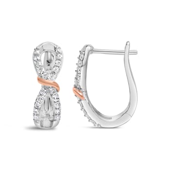 10K Two-tone Gold 1/3 Cttw Diamond Infinite and Ribbon Hoop Earrings
(H-I Color, I1-I2 Clarity)