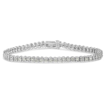 Sterling Silver 1ct TDW Diamond Tennis Bracelet (I-J, I2-I3) - 7"