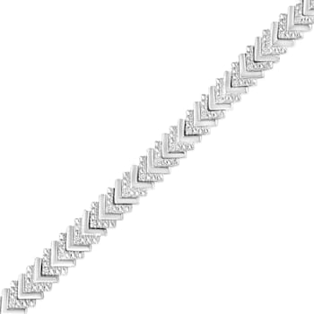 0.16ctw Diamond Chevron Sterling Silver Tennis Bracelet