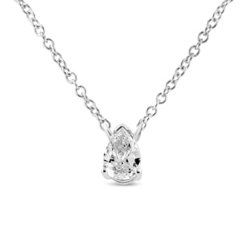 14K White Gold 1/5ctw Pear Shape Solitaire Diamond 18" Necklace
(G-H Color, VS2-SI1 Clarity)