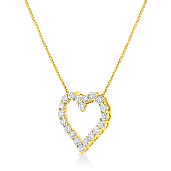 14K Yellow Gold Over Sterling Silver 2.0ctw Diamond Open Heart Necklace
(K-L Color, I2-I3 Clarity)