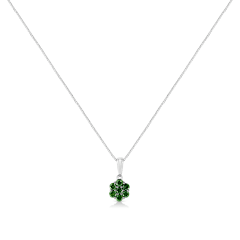 Sterling Silver 1/2ctw Green Diamond Floral Cluster Pendant w\chain
18" (I1-I2 Clarity)