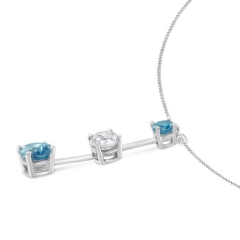 14K White Gold 1 1/2ctw White and Treated Blue Diamond Pendant With
Chain(H-I, I1-I2)