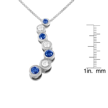14K White Gold Round Treated Blue Diamond Pendant Necklace (1ctw, H-I
Color, I1-I2 Clarity)