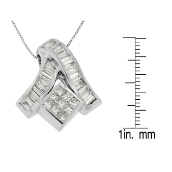1.87ctw Princess and Baguette Diamond Mixed Geometry 14K White Gold Necklace