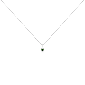 Sterling Silver 1/5ctw Green Diamond Solitaire 18" Pendant w\chain
(Green Color, I1-I2 Clarity)