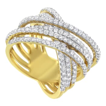 10K Yellow Gold Diamond Bypass Ring (1 5/8ctw, H-I Color, SI2-I1 Clarity)