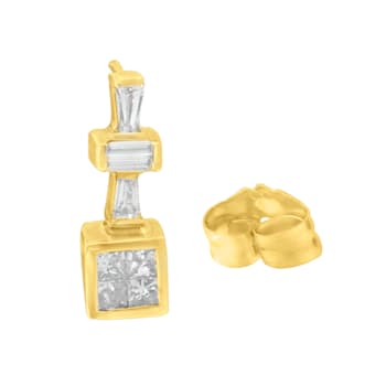 14K Yellow Gold 1/3ctw Diamond Hoop Earrings