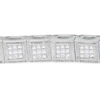 14K White Gold 2.86ctw Princess Cut Diamond Cube Bracelet