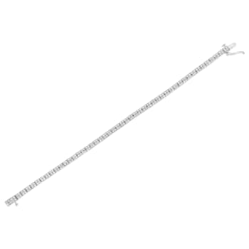 Sterling Silver 3.0ctw Prong-Set Round Diamond 2 Row Link Tennis Bracelet