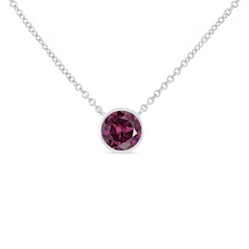 Sterling Silver Bezel Set 3.5mm Created Amethyst Gemstone Solitaire
18" Pendant Necklace