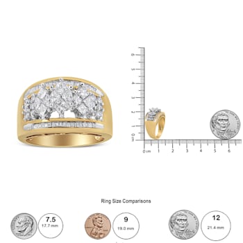 10K Two-tone 1 1/2ctw Pear Shaped 3 Stone Style Diamond Ring Band (H-I
Color, SI1-SI2 Clarity)